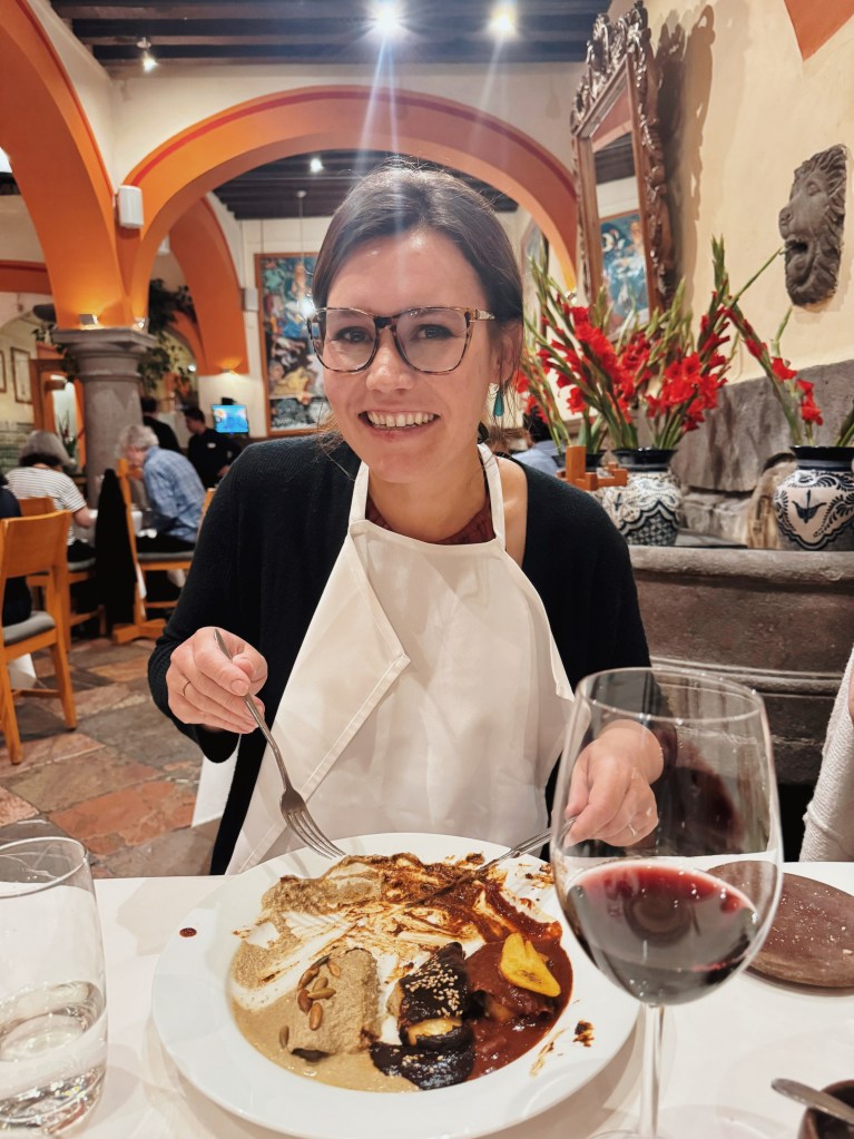 Dining in a nice restaurant in Puebla Mexico
